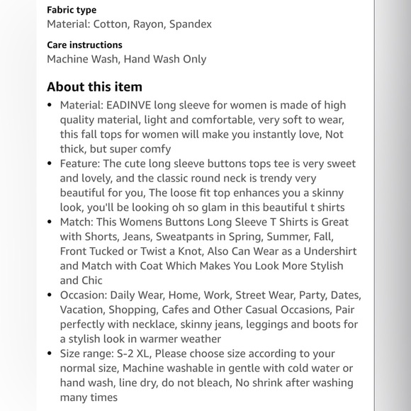 🛍️🛍️🛍️ NWOT Eadinve Black Long Sleeve Henley T-Shirt XXL - Picture 7 of 8